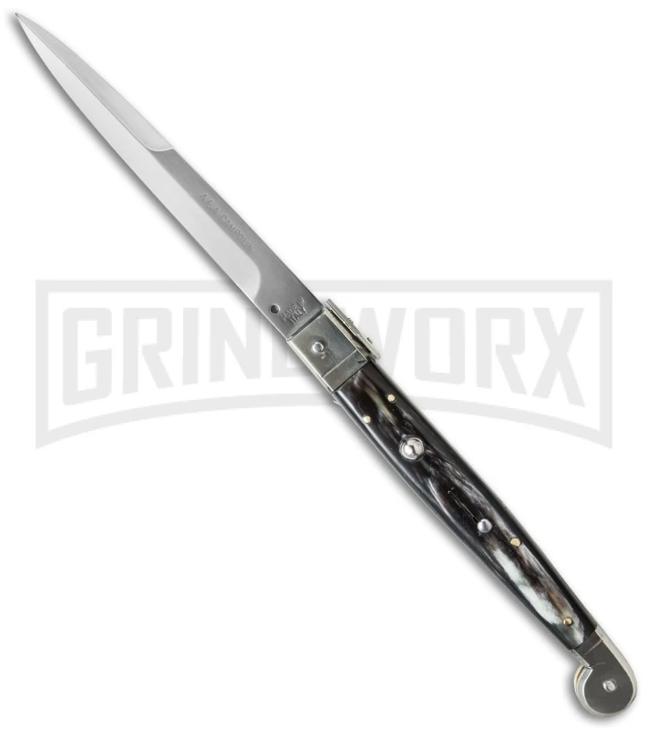 A.G.A. Campolin 12" Brazilian Horn Sicilian Picklock Automatic Knife - Bayonet 1 A.G.A. Campolin 12" Brazilian Horn Sicilian Picklock Automatic Knife - Bayonet