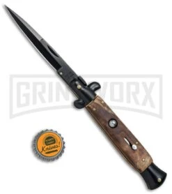 9.5" Anomaly Stiletto Wood Automatic Knife - Bayonet Black Plain -Deals Blade Master Store 9.5in Anomaly Stiletto Wood Bayo Black Plain A155LB BP 23750 jr bottlecap large