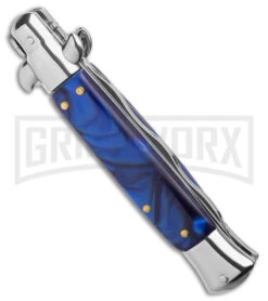 9" Anomaly Stiletto Blue Pearlex Automatic Knife - Satin Kriss 6 9" Anomaly Stiletto Blue Pearlex Automatic Knife - Satin Kriss -Deals Blade Master Store 9in Anomaly Stiletto Blue Pearlex AK Satin Kriss BHQ 162171 td side large