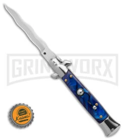 9" Anomaly Stiletto Blue Pearlex Automatic Knife - Satin Kriss 7 9" Anomaly Stiletto Blue Pearlex Automatic Knife - Satin Kriss -Deals Blade Master Store 9in Anomaly Stiletto Blue Pearlex AK Satin Kriss BHQ 162171 td size large