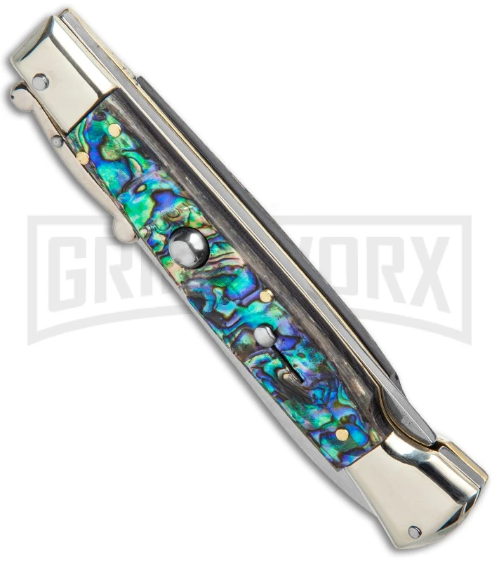AGA 9" Italian Stiletto Swinguard Abalone Automatic Lockback Knife - Dagger 2 AGA 9" Italian Stiletto Swinguard Abalone Automatic Lockback Knife - Dagger - Image 2