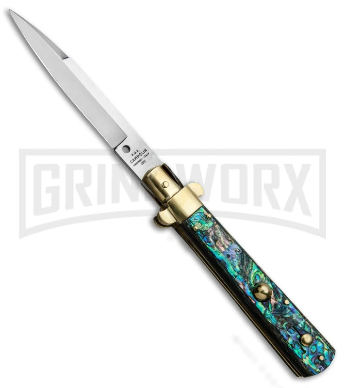 AGA Campolin 10" Abalone Frosolone Stiletto Automatic Knife - Bayonet 1 AGA Campolin 10" Abalone Frosolone Stiletto Automatic Knife - Bayonet
