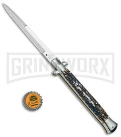 AGA Campolin 11" 2017 Italian Picklock Stag Automatic Knife - Bayonet 7 AGA Campolin 11" 2017 Italian Picklock Stag Automatic Knife - Bayonet -Deals Blade Master Store AGA Campolin 11in Picklock Italian Stiletto Stag Horn Satin BHQ 78222 jr bottlecap 2 large