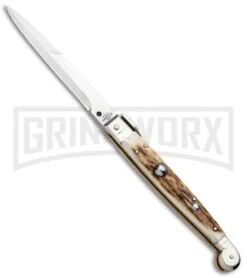 A.G.A. Campolin 9" Sicilian Stag Picklock Auto Sillito Knife - Bayonet