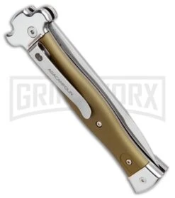 AGA Campolin Zero OD Green Aluminum Leverlock Automatic Knife - Bayo Satin Plain -Deals Blade Master Store AGA Campolin Zero Bayo LL Auto Green Alum Satin AGA01ALOD LB BHQ 99414 jr side large