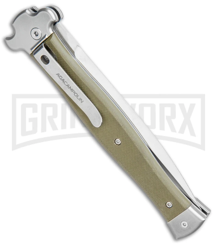 AGA Campolin Zero+ Green G-10 Leverlock Automatic Knife - Dagger Satin Plain 2.0 3 AGA Campolin Zero+ Green G-10 Leverlock Automatic Knife - Dagger Satin Plain 2.0 - Image 3