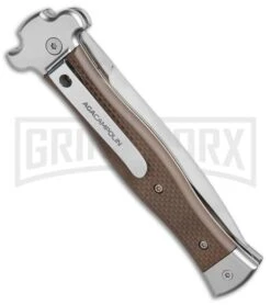 AGA Campolin Zero Brown G-10 Leverlock Automatic Knife - Dagger Satin Plain -Deals Blade Master Store AGA Campolin Zero Dagger leverlock brown G10 satin BHQ 74942 er spine large