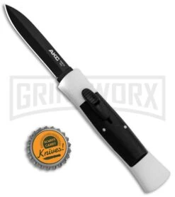 AKC 007 Concord White/Black OTF Automatic Knife - Dagger Black -Deals Blade Master Store AKC 007 Concord OTF White Black Dagger GX 30494 jr bottlecap large