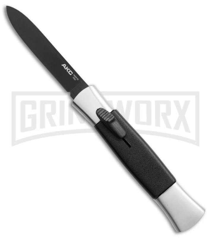 AKC 077 Concord Polish/Black OTF Automatic Knife - Flat Black Plain 1 AKC 077 Concord Polish/Black OTF Automatic Knife - Flat Black Plain