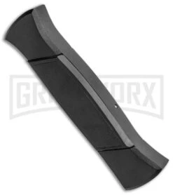 AKC 777 Blackfinger Black OTF Automatic Knife - Dagger Satin Plain -Deals Blade Master Store AKC 777 Blackfinger Dagger OTF Auto Black Satin BHQ 50807 jr side large