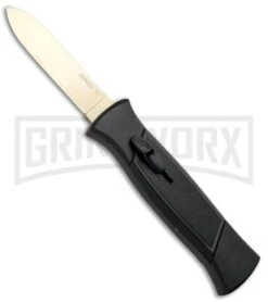 AKC 777 Blackfinger Black OTF Automatic Knife - Flat Gold Plain