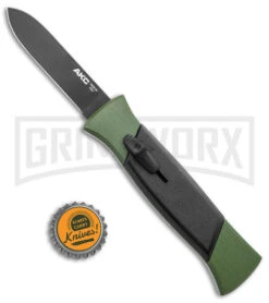 AKC 777 Blackfinger Green/Black OTF Automatic Knife - Black Plain -Deals Blade Master Store AKC 777 Blackfinger OTF Auto Green Black Black Flat BHQ 138920 jr bottlecap large