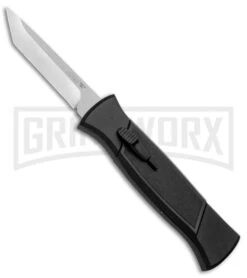 AKC 777 Blackfinger Black OTF Automatic Knife - Stonewash Tanto