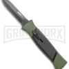 AKC 777 Green Blackfinger Brushed Aluminum OTF Automatic Knife - Black Dagger