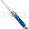 9" Anomaly Stiletto Blue Pearlex Automatic Knife - Satin Bayonet