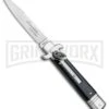 AKC Bill DeShivs 7.5" Leverletto Ebony Wood Automatic Knife - Satin Plain