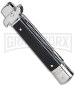 AKC Bill DeShivs 7.5" Leverletto Ebony Wood Automatic Knife - Satin Plain -Deals Blade Master Store AKC Bill DeShivs Leverletto Ebony Wood Satin Plain BP 26642 jr side large