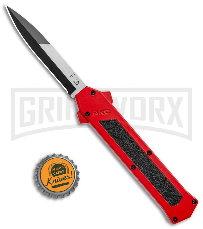 AKC F-16 Red D/A OTF Automatic Knife - Bayo Two Tone Plain 4 AKC F-16 Red D/A OTF Automatic Knife - Bayo Two Tone Plain - Image 4