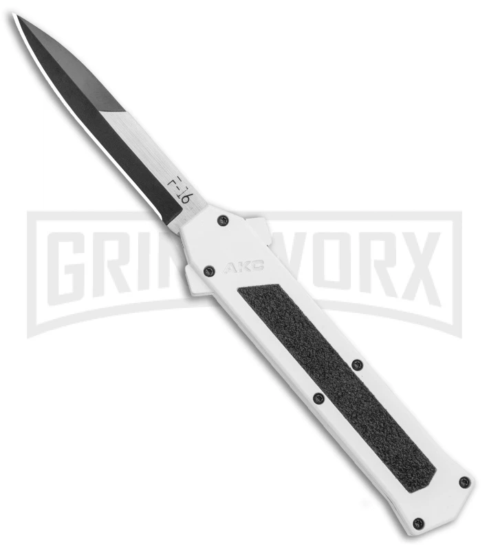 AKC F-16 White D/A OTF Automatic Knife - Bayo Two Tone Plain 1 AKC F-16 White D/A OTF Automatic Knife - Bayo Two Tone Plain