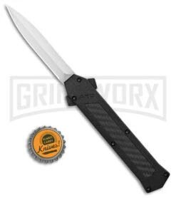 AKC F-16 D/A Dagger OTF Automatic Knife Black Carbon Fiber (3.3" Satin) -Deals Blade Master Store AKC F 16 DA Dagger OTF Auto Black CF Satin BHQ 102235 jr bottlecap large