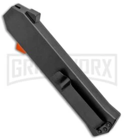 AKC F-16 Black D/A OTF Automatic Knife + Orange Button - Dagger Satin Plain -Deals Blade Master Store AKC F 16 DA Dagger OTF Auto Black Orange Button Satin BHQ 98892 jr side large