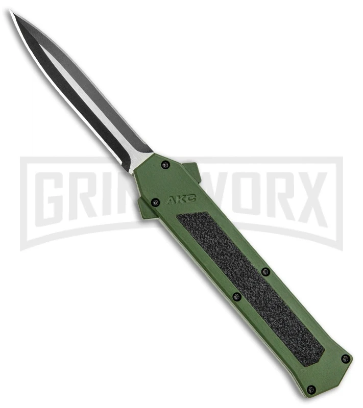 AKC F-16 Green D/A Dagger OTF Automatic Knife - Dagger Two Tone Plain 1 AKC F-16 Green D/A Dagger OTF Automatic Knife - Dagger Two Tone Plain