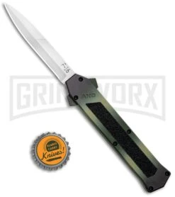 AKC F-16 OD Green Camo D/A OTF Automatic Knife - Bayo Satin Plain -Deals Blade Master Store AKC F 16 DA Dagger OTF Auto OD Green Camo Satin BHQ 125319 jr bottlecap large