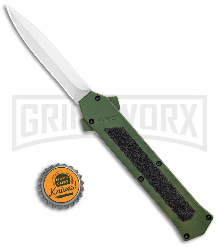 AKC F-16 OD Green D/A OTF Automatic Knife - Dagger Satin Plain 4 AKC F-16 OD Green D/A OTF Automatic Knife - Dagger Satin Plain - Image 4