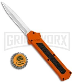 AKC F-16 Orange D/A OTF Automatic Knife - Dagger Satin Plain -Deals Blade Master Store AKC F 16 DA Dagger OTF Auto Orange Satin BHQ 91966 jr bottlecap large