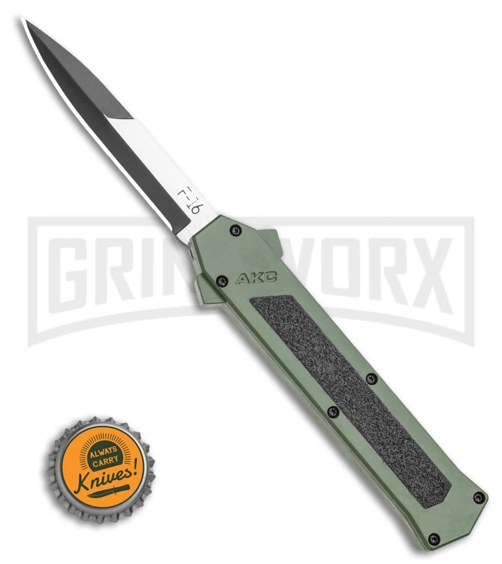 AKC F-16 OD Green D/A OTF Automatic Knife - Bayo Two TonePlain 4 AKC F-16 OD Green D/A OTF Automatic Knife - Bayo Two TonePlain - Image 4