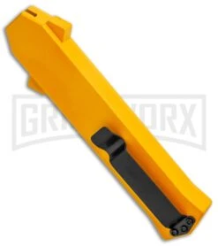 AKC F-16 Yellow D/A OTF Automatic Knife - Bayonet Satin Plain -Deals Blade Master Store AKC F 16 Yellow DA OTF Auto Bayo Satin GX 37617 jr side large