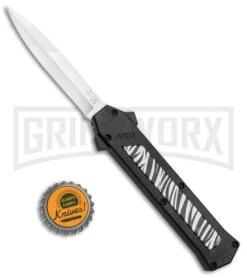AKC F-16 Zebra D/A OTF Automatic Knife - Bayo Satin Plain -Deals Blade Master Store AKC F 16 Zebra DA OTF Auto Bayo Satin Plain BP 25401 jr bottlecap large