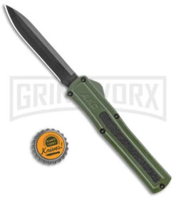 AKC F-20 Green D/A OTF Automatic Knife - Black Plain -Deals Blade Master Store AKC F 20 DA Dagger OTF Auto OD Green Black BHQ 140846 jr bottlecap large