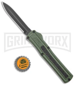 AKC F-20 OD Green Aluminum D/A OTF Automatic Knife - Dagger Black Plain -Deals Blade Master Store AKC F 20 DA Dagger OTF Auto OD Green Black BHQ 146285 jr bottlecap large