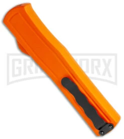 AKC F-20 Orange D/A OTF Drop Point Automatic Knife - Satin Plain -Deals Blade Master Store AKC F 20 DA Dagger OTF Auto Orange Satin BHQ 140491 jr side large