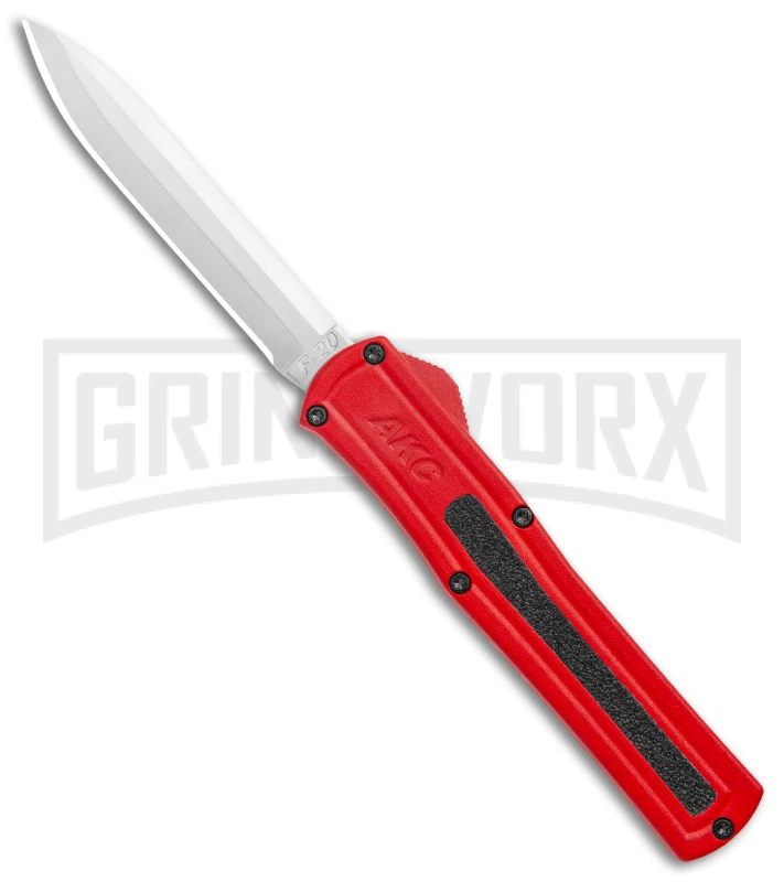 AKC F-20 Red D/A OTF Automatic Knife - Satin Plain 1 AKC F-20 Red D/A OTF Automatic Knife - Satin Plain