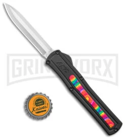 AKC F-20 Black W/ Tie Dye Inlay D/A OTF Automatic Knife - Satin Plain -Deals Blade Master Store AKC F 20 DA SP OTF Auto Black Tie Dye Inlay Satin BHQ 152893 jr bottlecap large