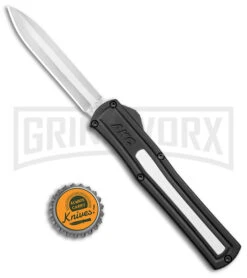 AKC F-20 Black W/ White Inlay D/A OTF Automatic Knife - Satin Plain 7 AKC F-20 Black W/ White Inlay D/A OTF Automatic Knife - Satin Plain -Deals Blade Master Store AKC F 20 DA SP OTF Auto Black White Inlay Satin BHQ 152917 jr bottlecap large