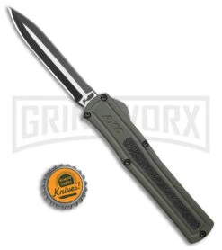 AKC F-20 OD Green Aluminum Dagger OTF Automatic Knife - 2-Tone Black Plain -Deals Blade Master Store AKC F 20 Dagger OTF Auto OD Green Aluminum TT Black BHQ 179398 jr bottlecap large