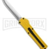AKC F-20 D/A Drop Point Yellow OTF Automatic Knife - Satin Plain