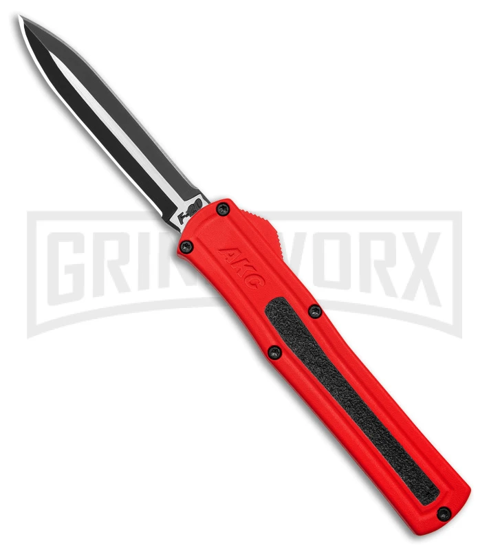 AKC F-20 D/A Dagger Dark Red Aluminum OTF Automatic Knife - Two Tone Plain 1 AKC F-20 D/A Dagger Dark Red Aluminum OTF Automatic Knife - Two Tone Plain
