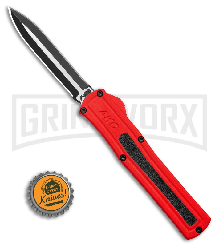 AKC F-20 D/A Dagger Dark Red Aluminum OTF Automatic Knife - Two Tone Plain 4 AKC F-20 D/A Dagger Dark Red Aluminum OTF Automatic Knife - Two Tone Plain - Image 4
