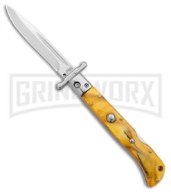 Italian Style 9" Roma Yellow Pearlex Automatic Swinguard - Polished Plain