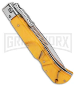 Italian Style 9" Roma Yellow Pearlex Automatic Swinguard - Polished Plain -Deals Blade Master Store AKC Italian Style 9in Roma DP Auto Swinguard Yellow Pearlex Polished BHQ 175957 jr side large