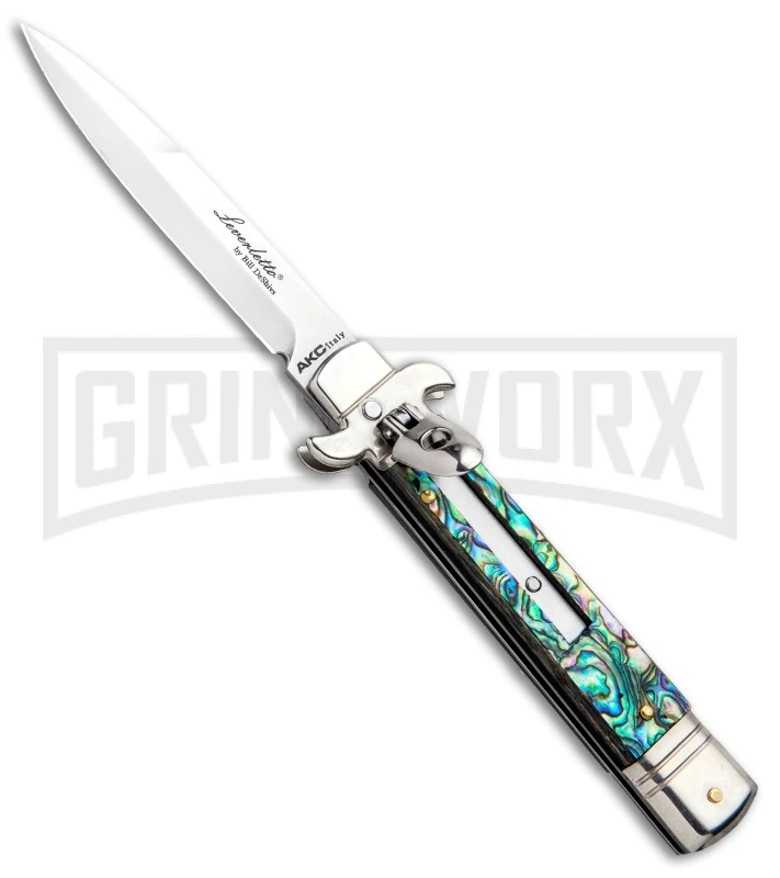 AKC 7.75" Leverletto Abalone Automatic Knife - Bayonet 1 AKC 7.75" Leverletto Abalone Automatic Knife - Bayonet