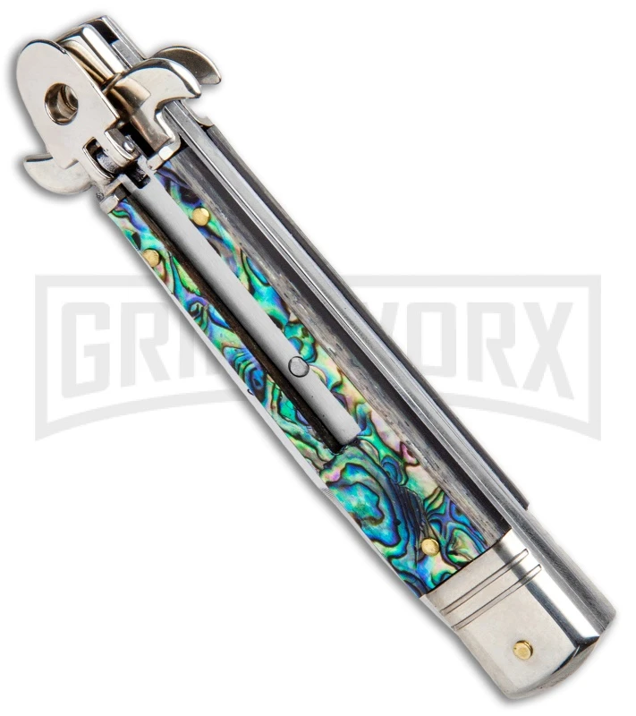 AKC 7.75" Leverletto Abalone Automatic Knife - Bayonet 2 AKC 7.75" Leverletto Abalone Automatic Knife - Bayonet - Image 2