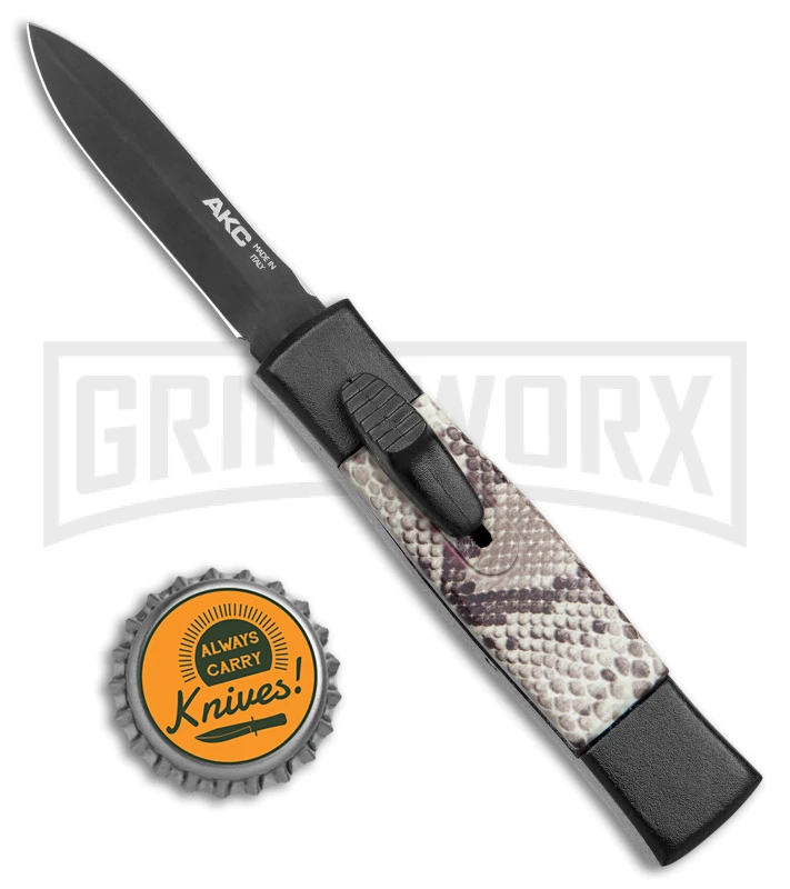 AKC Minion Concord Snake Skin OTF Automatic Knife - Dagger Black Plain 4 AKC Minion Concord Snake Skin OTF Automatic Knife - Dagger Black Plain - Image 4