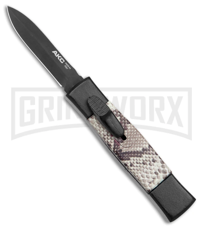 AKC Minion Concord Snake Skin OTF Automatic Knife - Dagger Black Plain 1 AKC Minion Concord Snake Skin OTF Automatic Knife - Dagger Black Plain