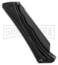 AKC Smarty Black W/Orange Bolster Automatic Knife Reverse Tanto - Black SW Plain -Deals Blade Master Store AKC Smarty AK Black w Orange Bolster 3in BSW BHQ 184665 td side large