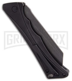 AKC Smarty Black Automatic Knife Reverse Tanto - Black SW Plain 5 AKC Smarty Black Automatic Knife Reverse Tanto - Black SW Plain -Deals Blade Master Store AKC Smarty Automatic Knife Button Lock Black Aluminum Stonewash side kc large
